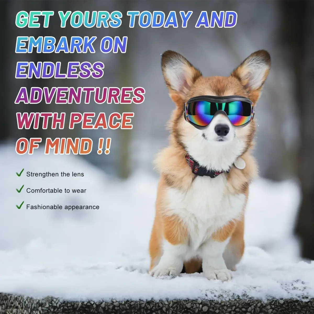 NVTED Dog Sunglasses Dog Goggles Medium Large Size Laser Pattern | UV Wind Dust Fog Protection Pet Glasses - view 5