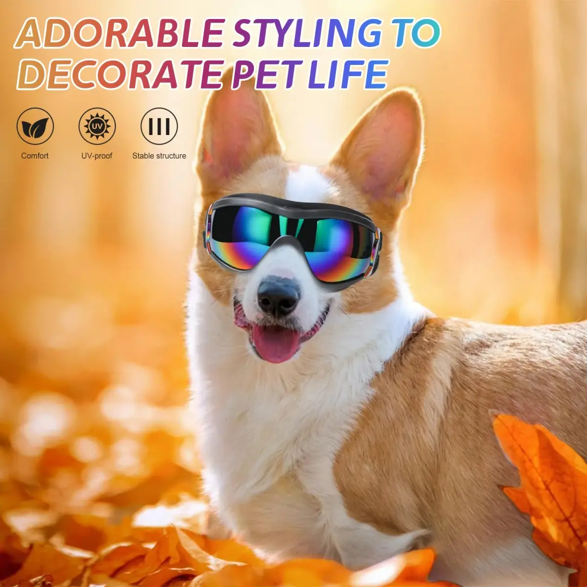 NVTED Dog Sunglasses Dog Goggles Medium Large Size Laser Pattern | UV Wind Dust Fog Protection Pet Glasses - view 2