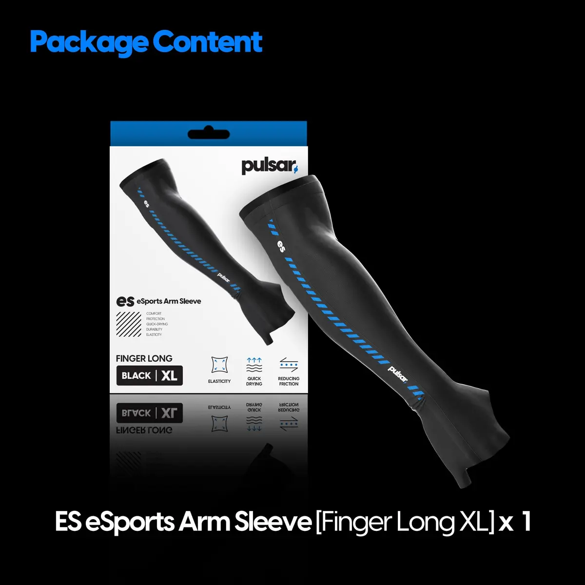 Pulsar Gaming Gears Finger Long Gaming Arm Sleeve X-Large Black | Smoothness & Reduced Friction - view 9