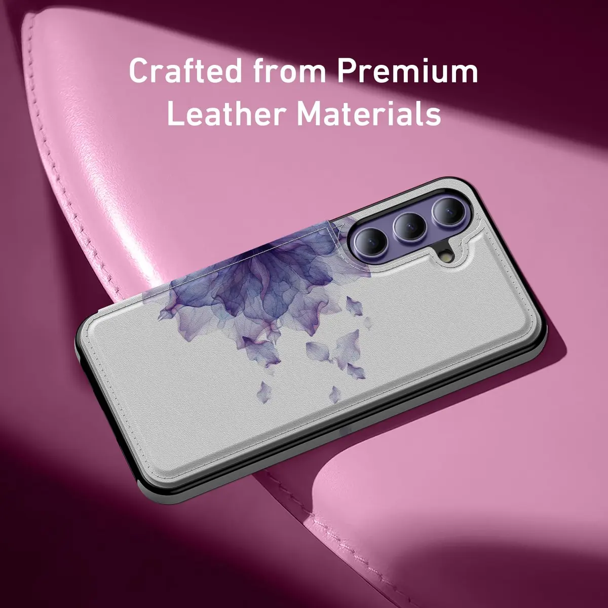 LETO Samsung Galaxy S24 Wallet Case, Flip Folio Leather Kickstand | Floral Design & Card Slots - view 4
