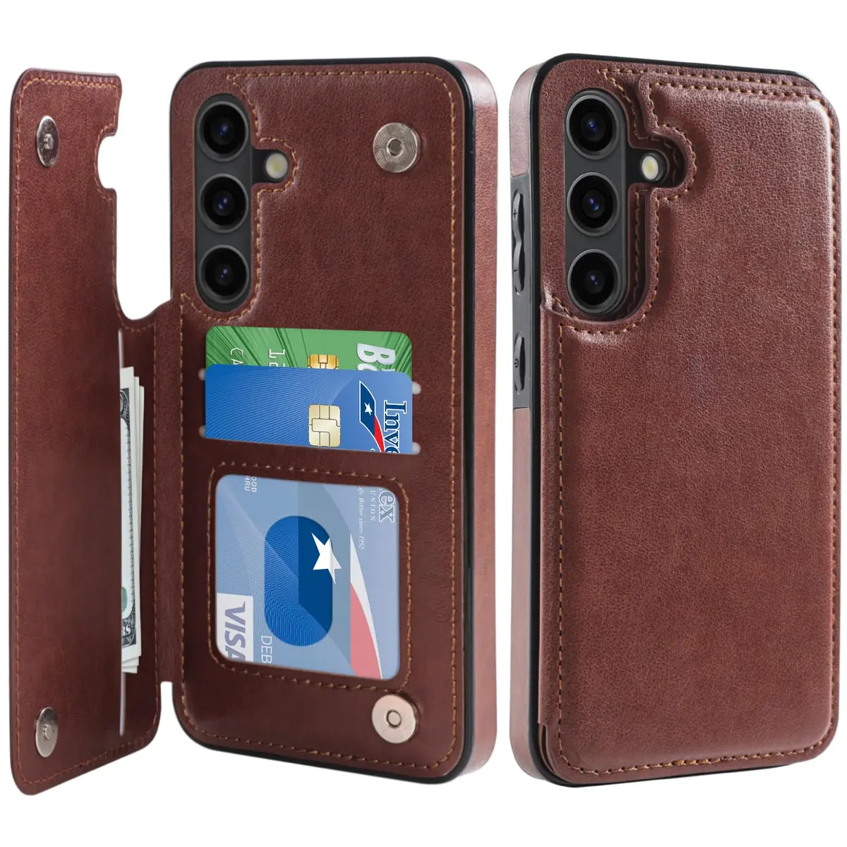 LETO Samsung Galaxy S24 Wallet Case, Flip Folio Leather Kickstand | Floral Design & Card Slots - main product image