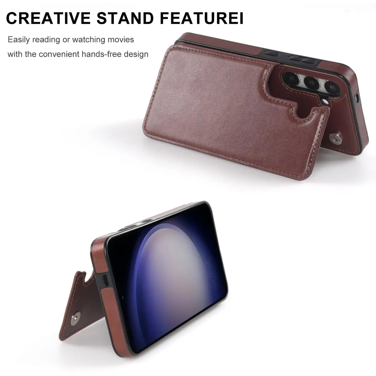 LETO Samsung Galaxy S24 Wallet Case, Flip Folio Leather Kickstand | Floral Design & Card Slots - view 5