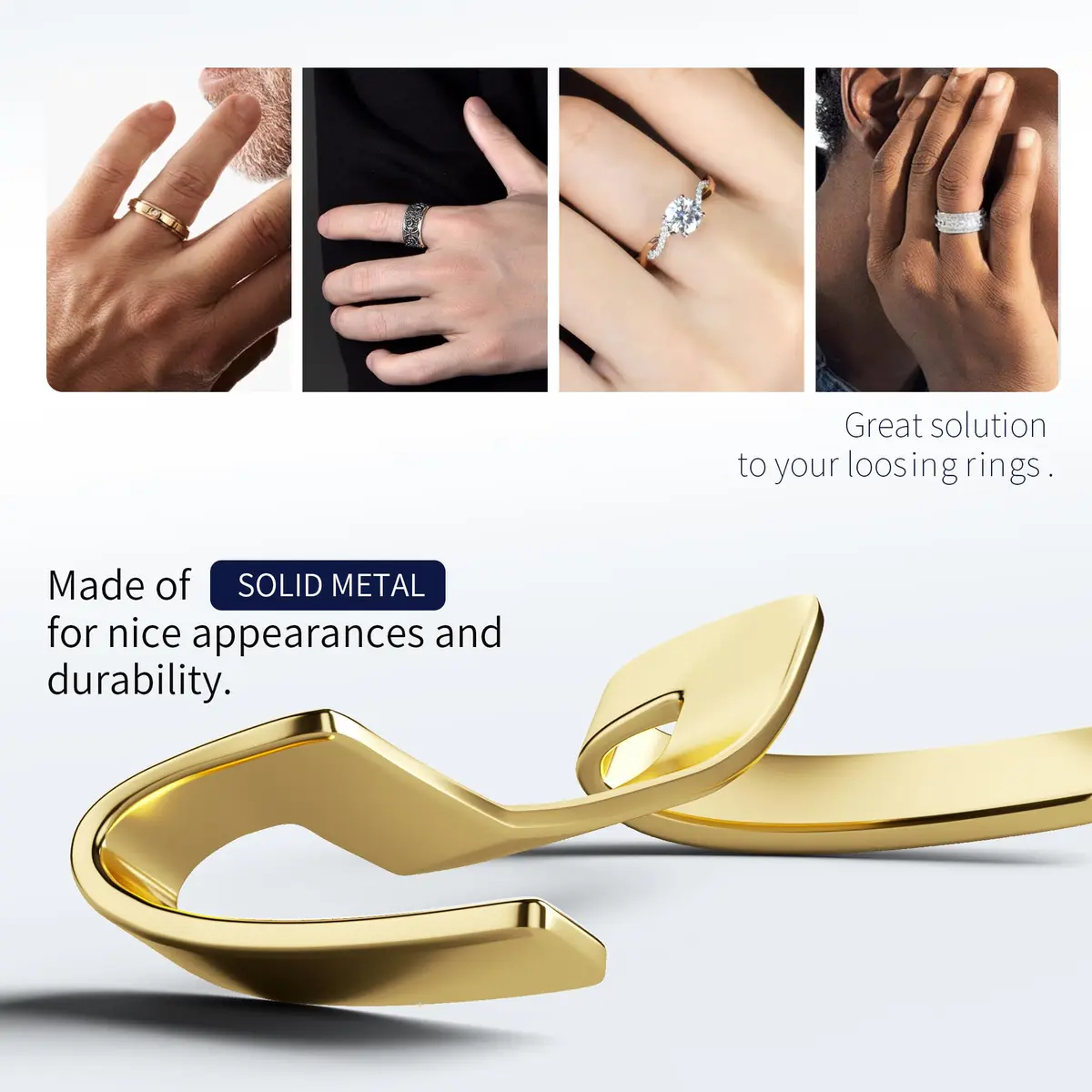 ELETIUO 9 Pack Filled Metal Ring Guard, Invisible Ring Size Adjuster Set for Loose Rings, Ring Guard, Ring Sizer, Fit for Men and Women Rings, Golden - view 6
