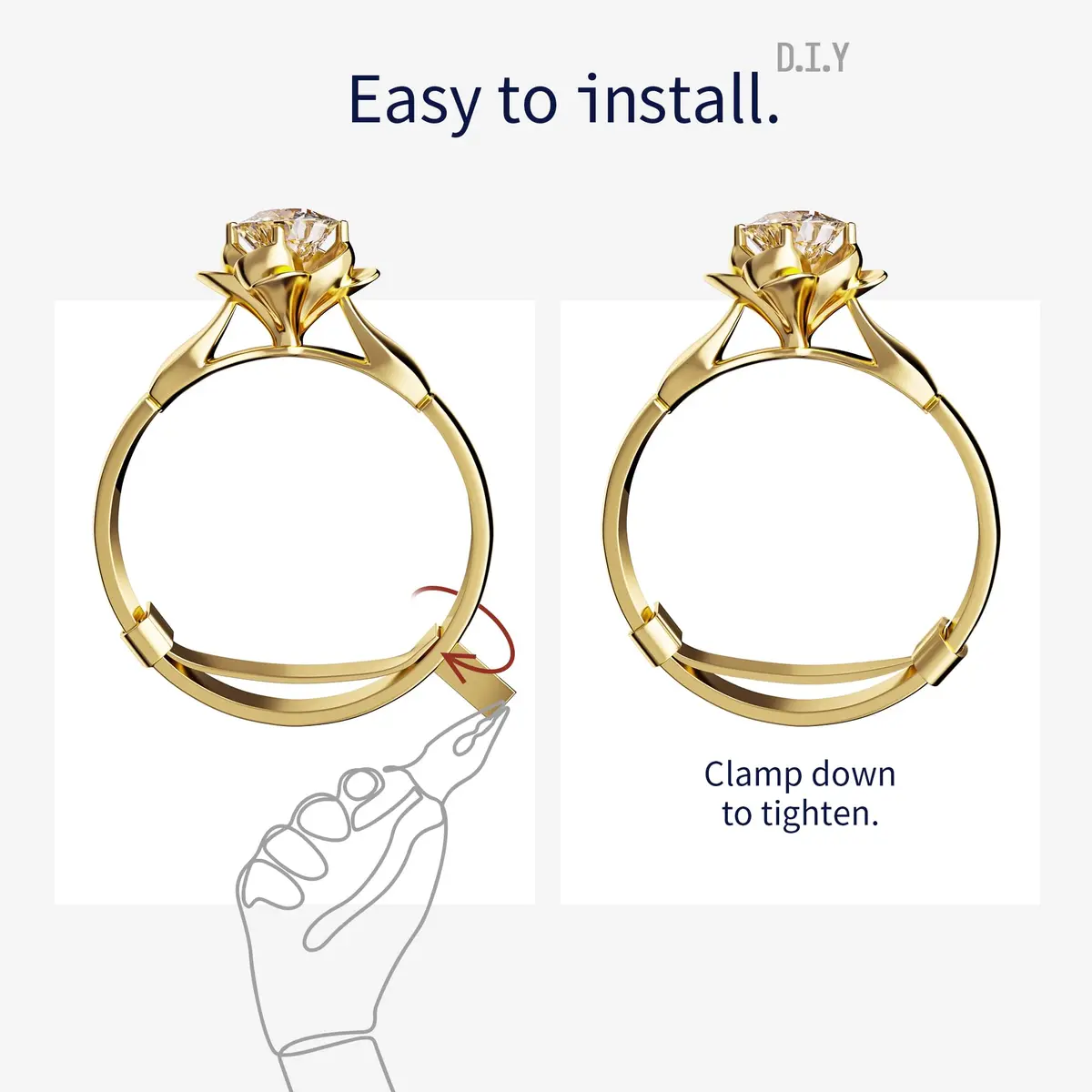 ELETIUO 9 Pack Filled Metal Ring Guard, Invisible Ring Size Adjuster Set for Loose Rings, Ring Guard, Ring Sizer, Fit for Men and Women Rings, Golden - view 4