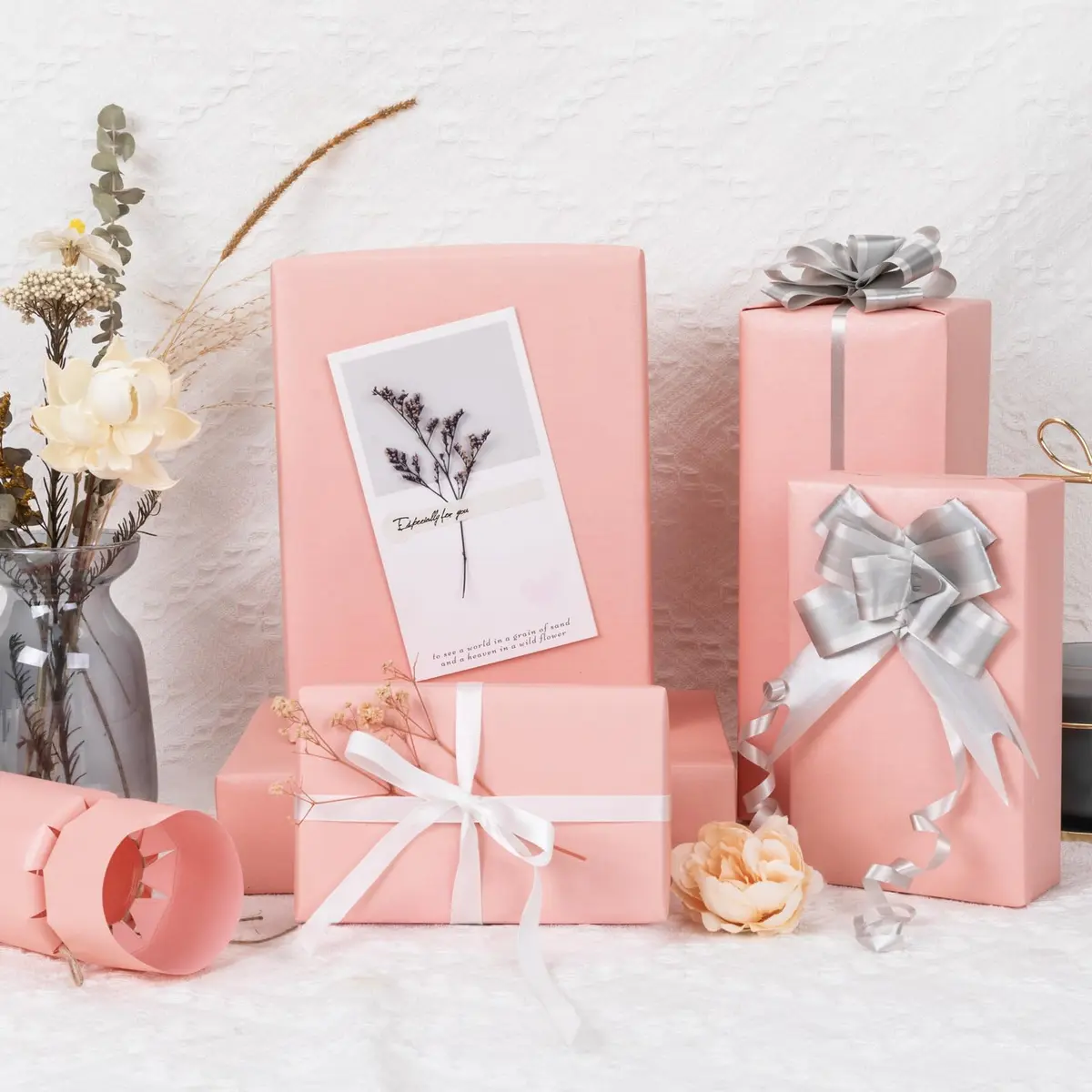 NESCCI Pink Matte Wrapping Paper | Solid Color Gift Wrap for Holidays & Events - view 6