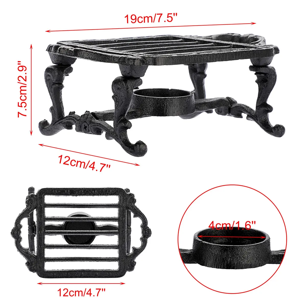 Sumnacon Cast Iron Tea Warmer with Tealight Candle Holder | Vintage Tea Pot Heater for Office & Party - view 5