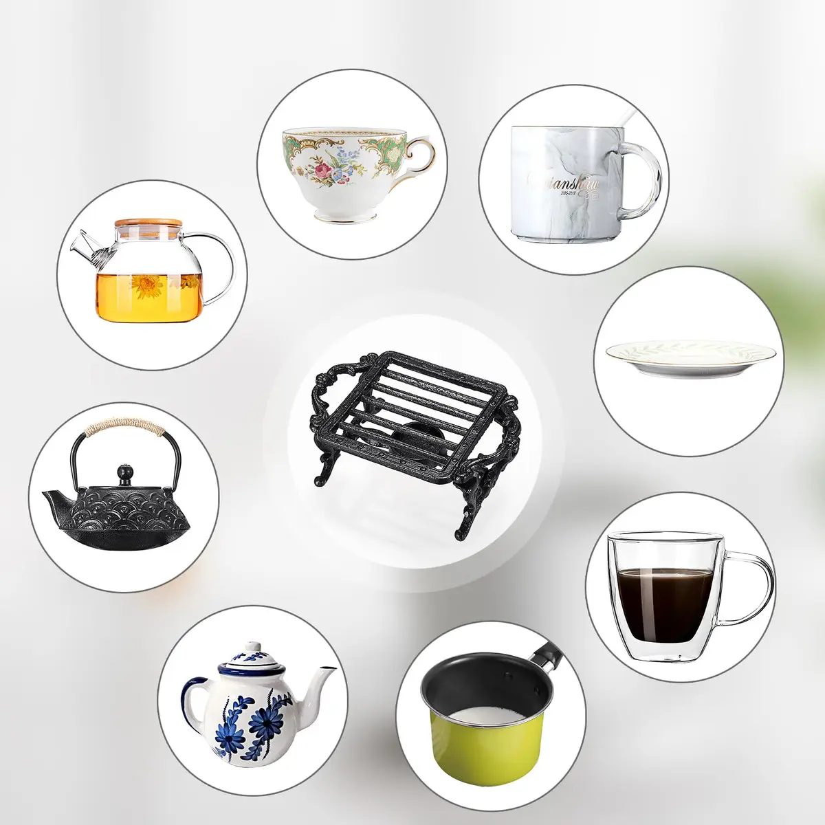 Sumnacon Cast Iron Tea Warmer with Tealight Candle Holder | Vintage Tea Pot Heater for Office & Party - view 6