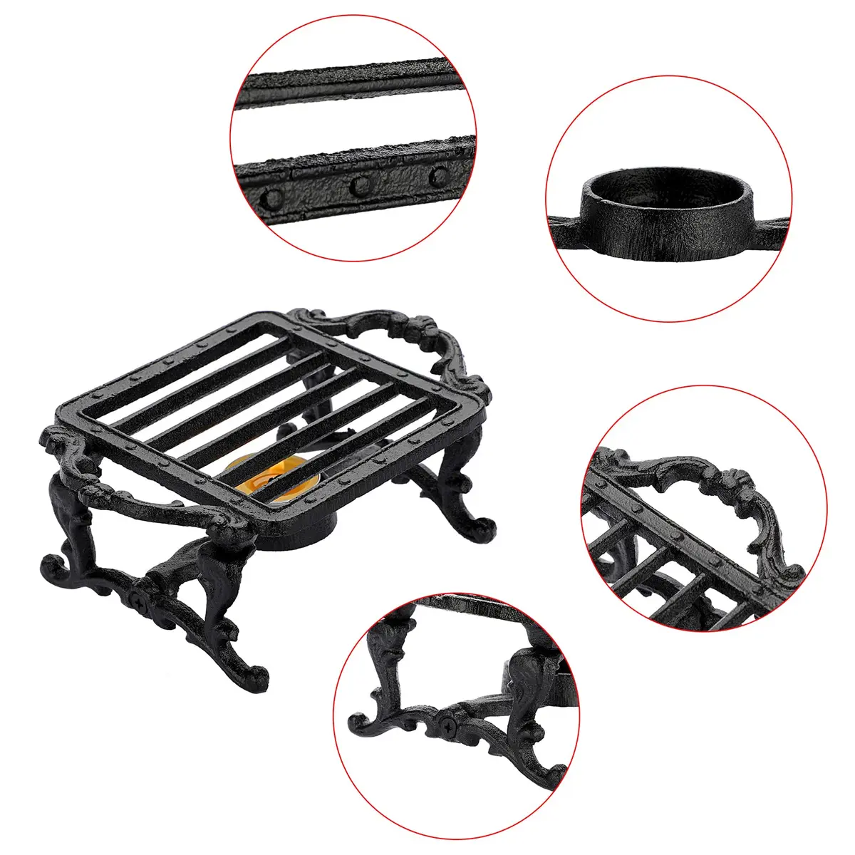 Sumnacon Cast Iron Tea Warmer with Tealight Candle Holder | Vintage Tea Pot Heater for Office & Party - view 4