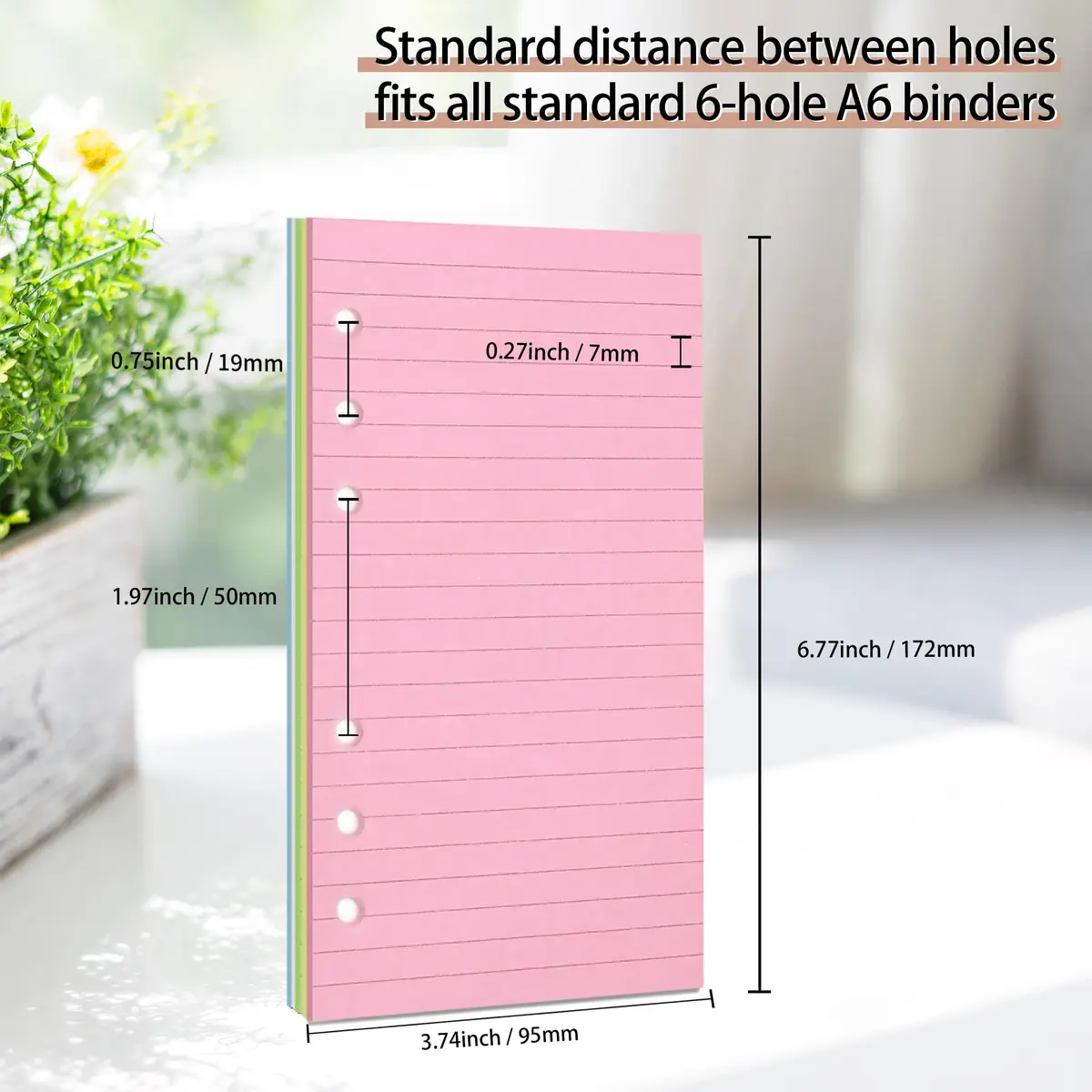 Mafegu Lined Refill Paper, Colorful Ruled Journal Fillers, A6 Planner Inserts | 50 Sheets, 120 GSM, 6-Hole Ring Fit - view 2