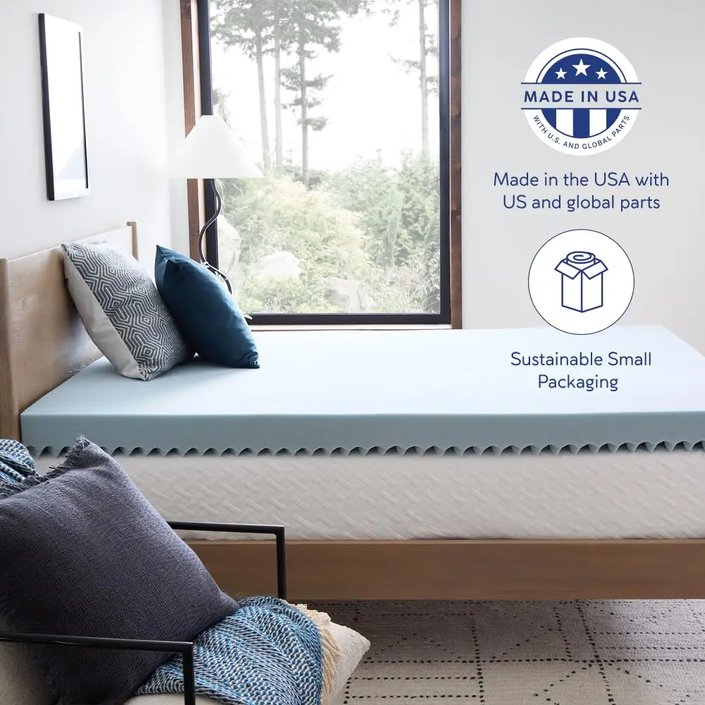 Vibe 4-Inch Convoluted Gel Memory Foam Mattress Topper Twin | Cooling Pressure Relief Certi-PUR - view 7