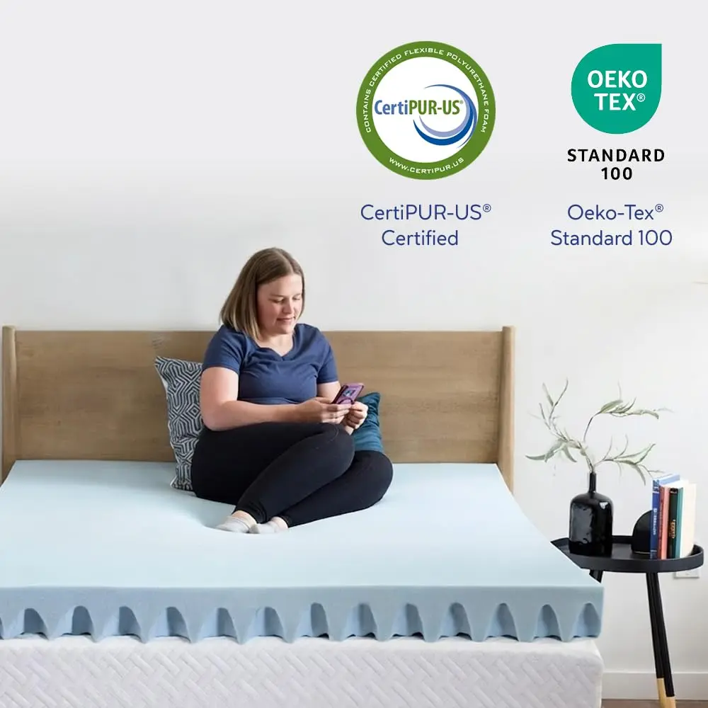 Vibe 4-Inch Convoluted Gel Memory Foam Mattress Topper Twin | Cooling Pressure Relief Certi-PUR - view 8