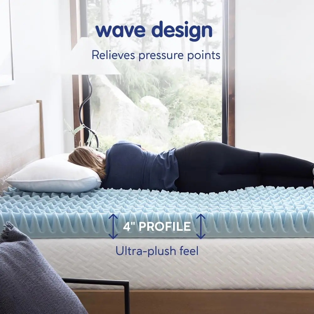 Vibe 4-Inch Convoluted Gel Memory Foam Mattress Topper Twin | Cooling Pressure Relief Certi-PUR - view 2
