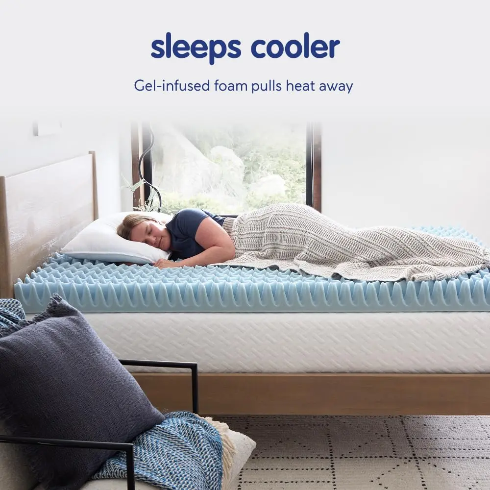 Vibe 4-Inch Convoluted Gel Memory Foam Mattress Topper Twin | Cooling Pressure Relief Certi-PUR - view 3