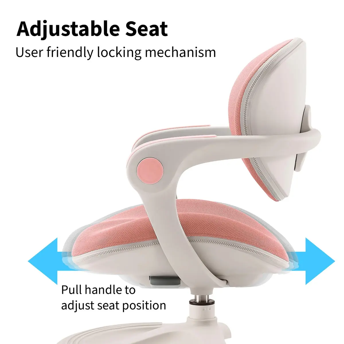 2xhome Kids Desk Chair with Rotating Footrest | Adjustable Seat & Lumbar Support, Pink - view 5