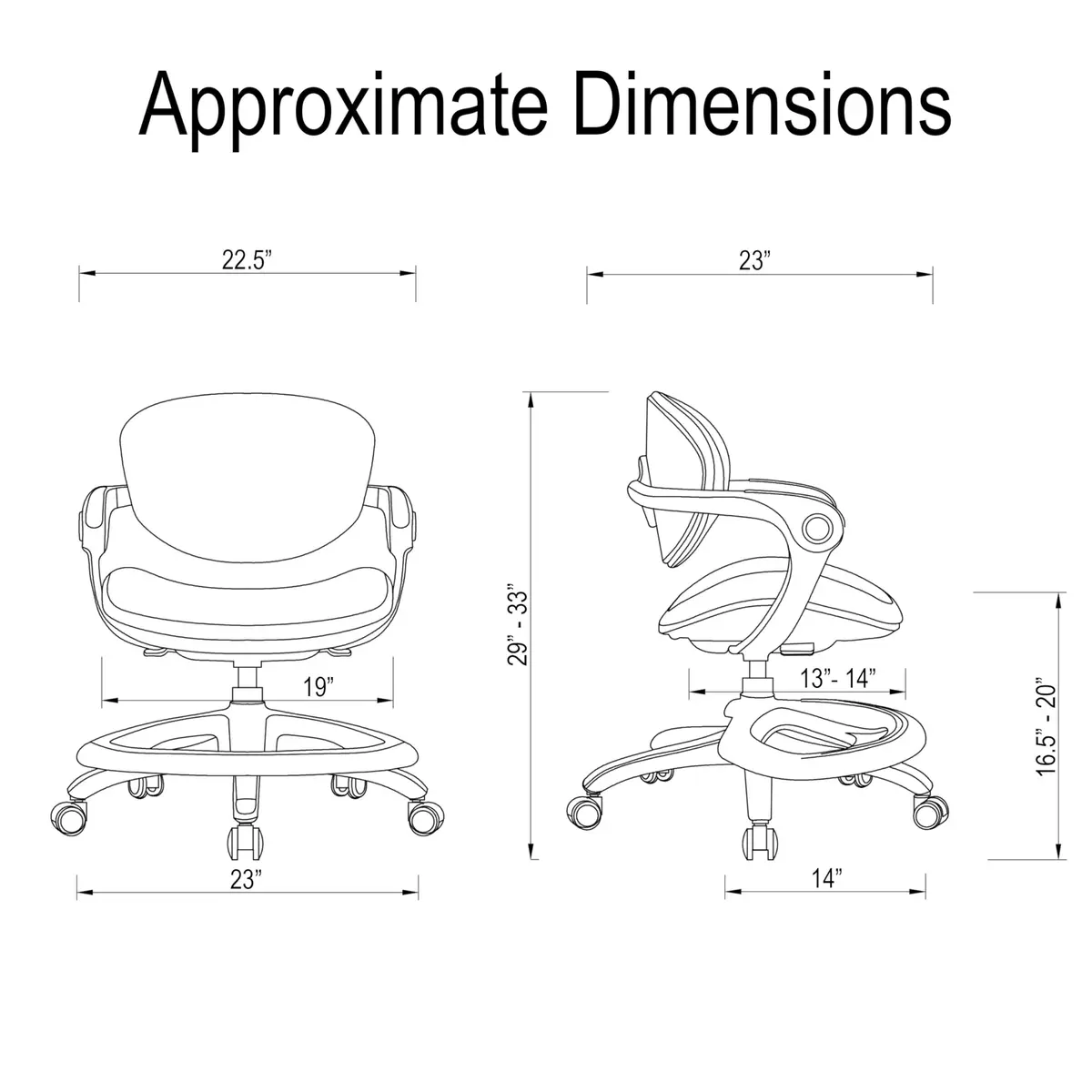 2xhome Kids Desk Chair with Rotating Footrest | Adjustable Seat & Lumbar Support, Pink - view 2