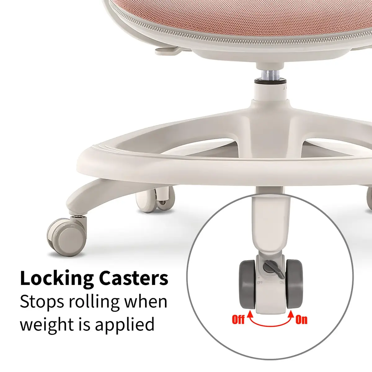 2xhome Kids Desk Chair with Rotating Footrest | Adjustable Seat & Lumbar Support, Pink - view 4