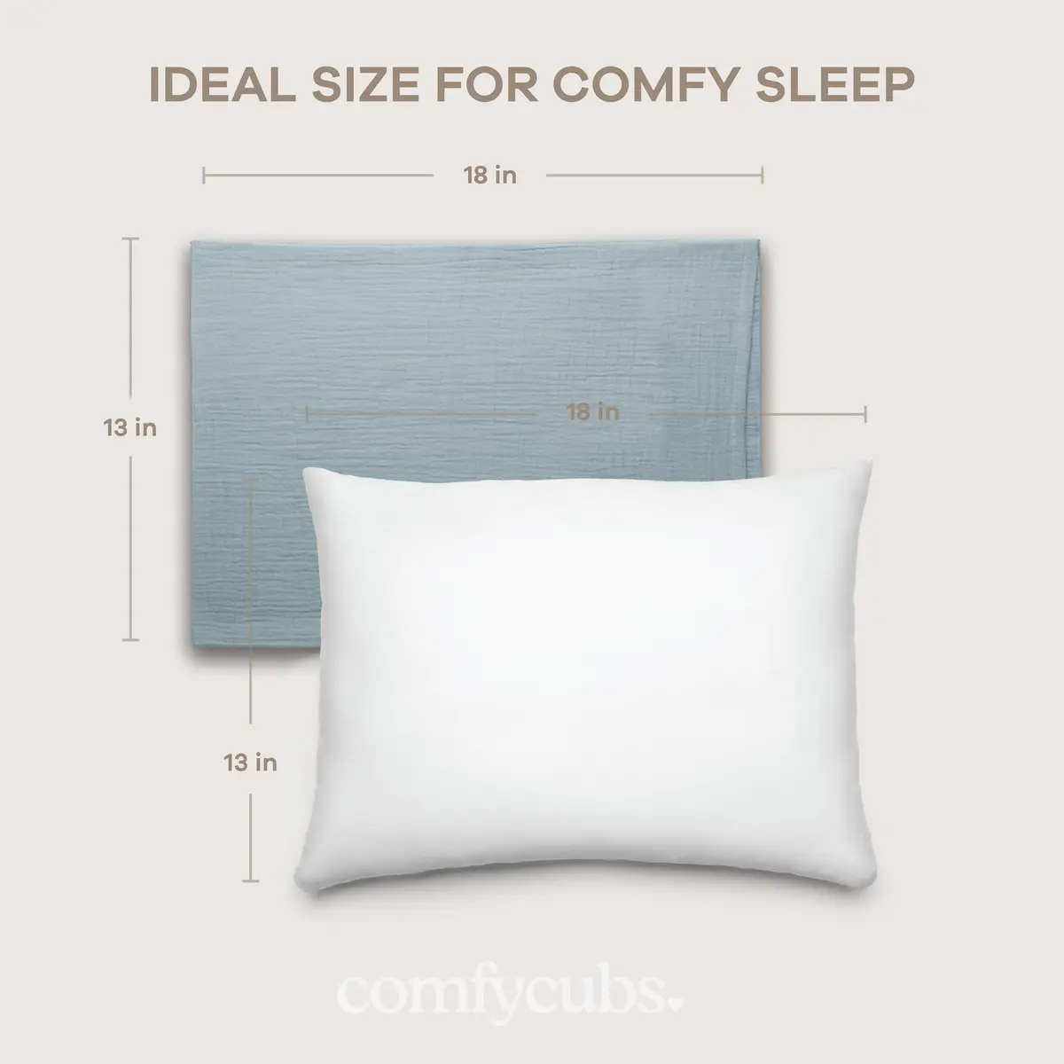 Comfy Cubs Toddler Pillow with Muslin Pillowcase 33cm x 46cm (13"x18") | Soft Microfiber Fill for Sleeping & Travel - view 6