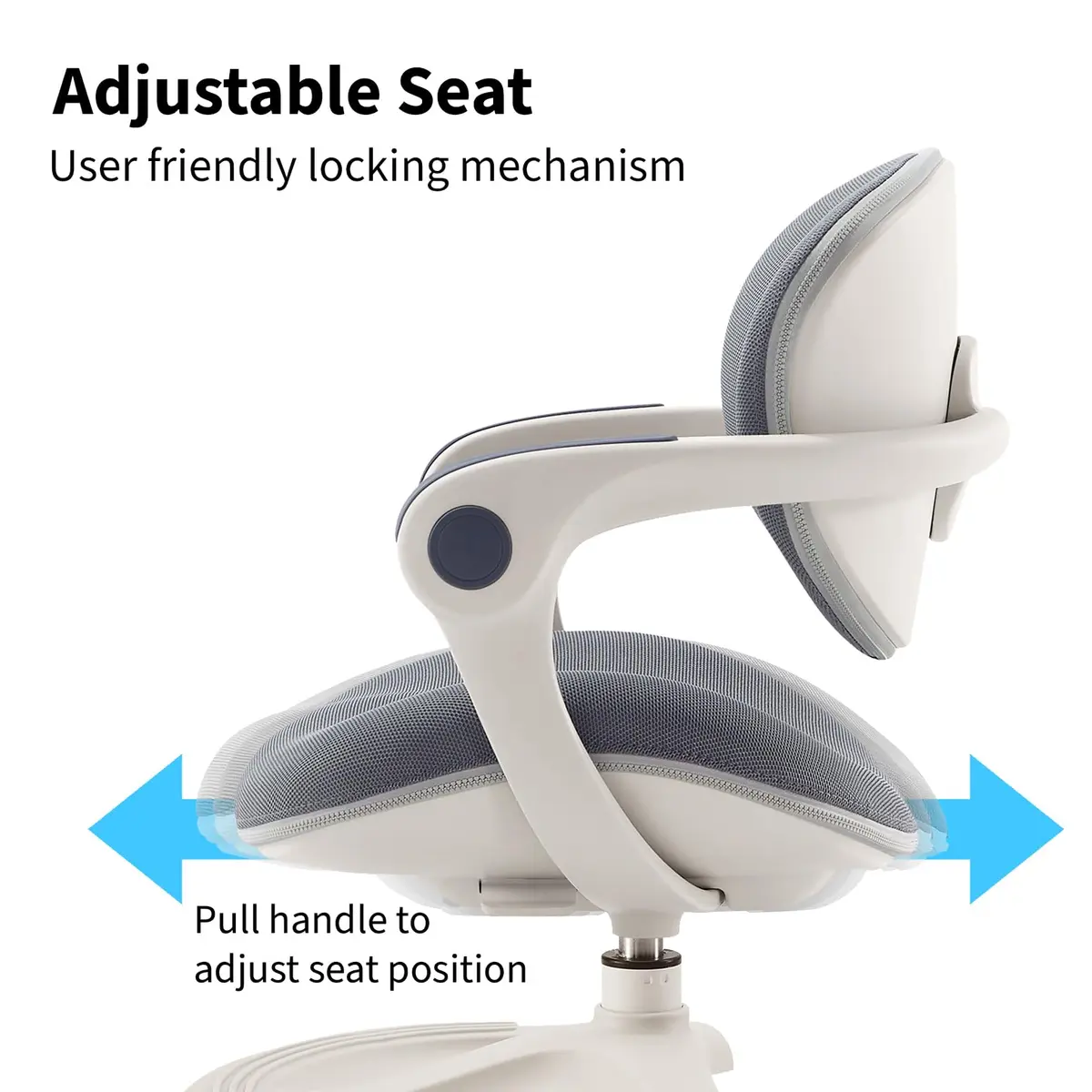 2xhome Kids Ergonomic Desk Chair with Adjustable Cushioned Seat and Back, 20in (51cm) x 14in (36cm) x 33in (84cm) | Supportive & Adjustable - view 6