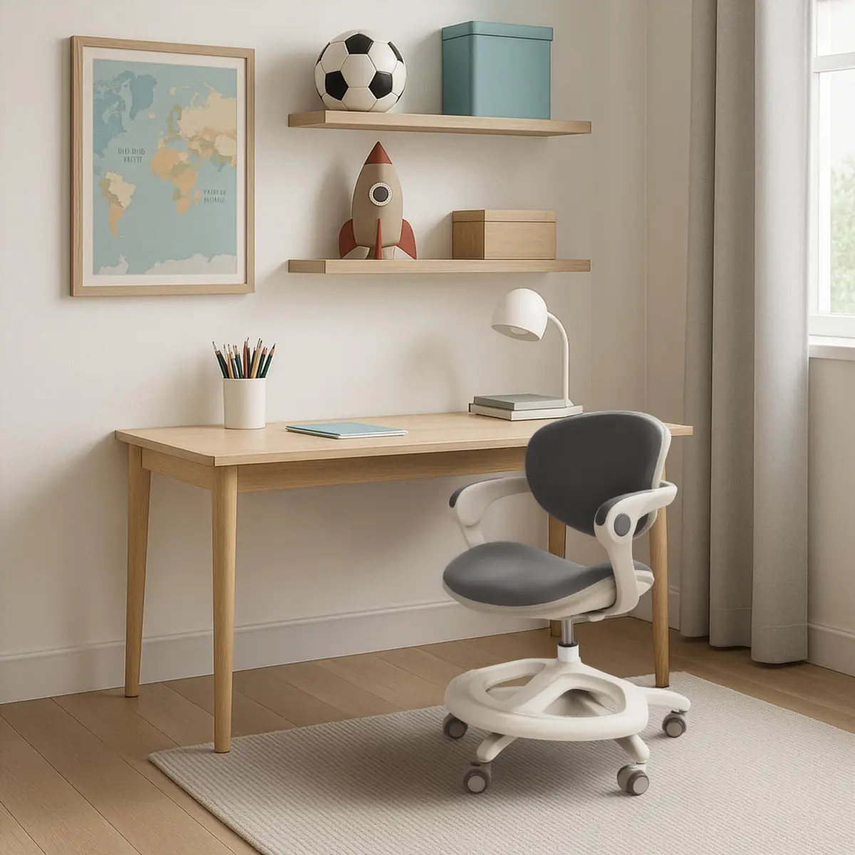 2xhome Kids Ergonomic Desk Chair with Adjustable Cushioned Seat and Back, 20in (51cm) x 14in (36cm) x 33in (84cm) | Supportive & Adjustable - view 2