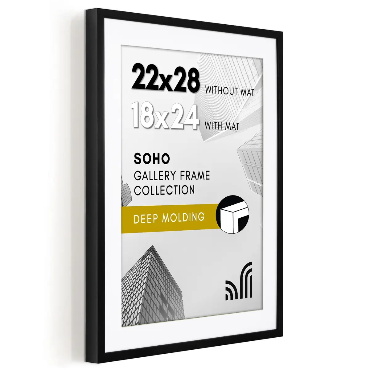 Americanflat 22x28 Deep Poster Frame - Matted to 18x24 - Black | Gallery-Style Wall Decor - main product image