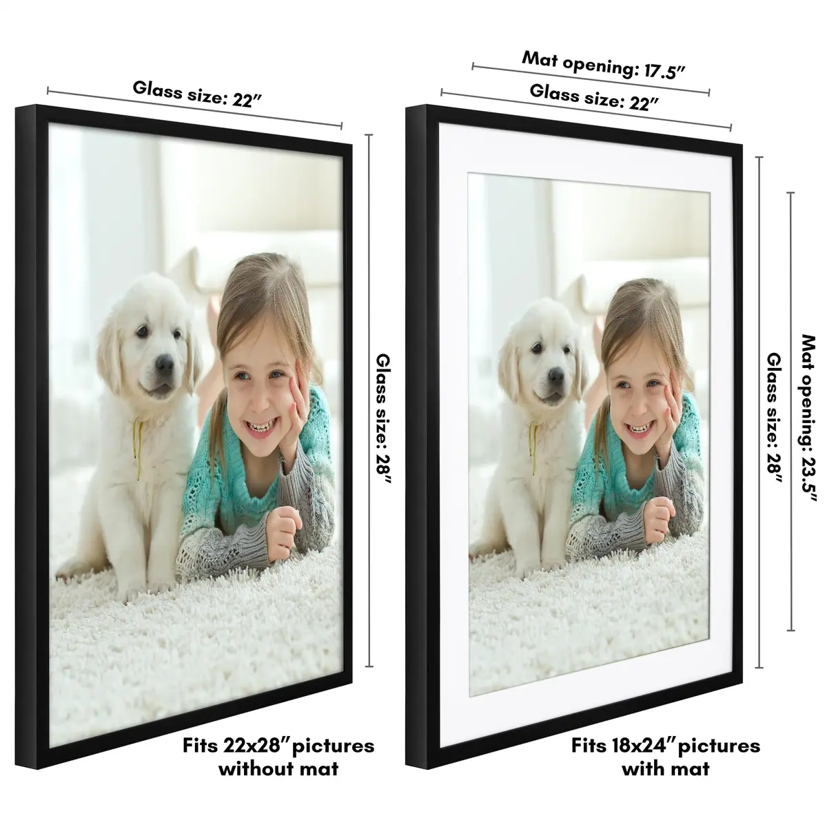 Americanflat 22x28 Deep Poster Frame - Matted to 18x24 - Black | Gallery-Style Wall Decor - view 2