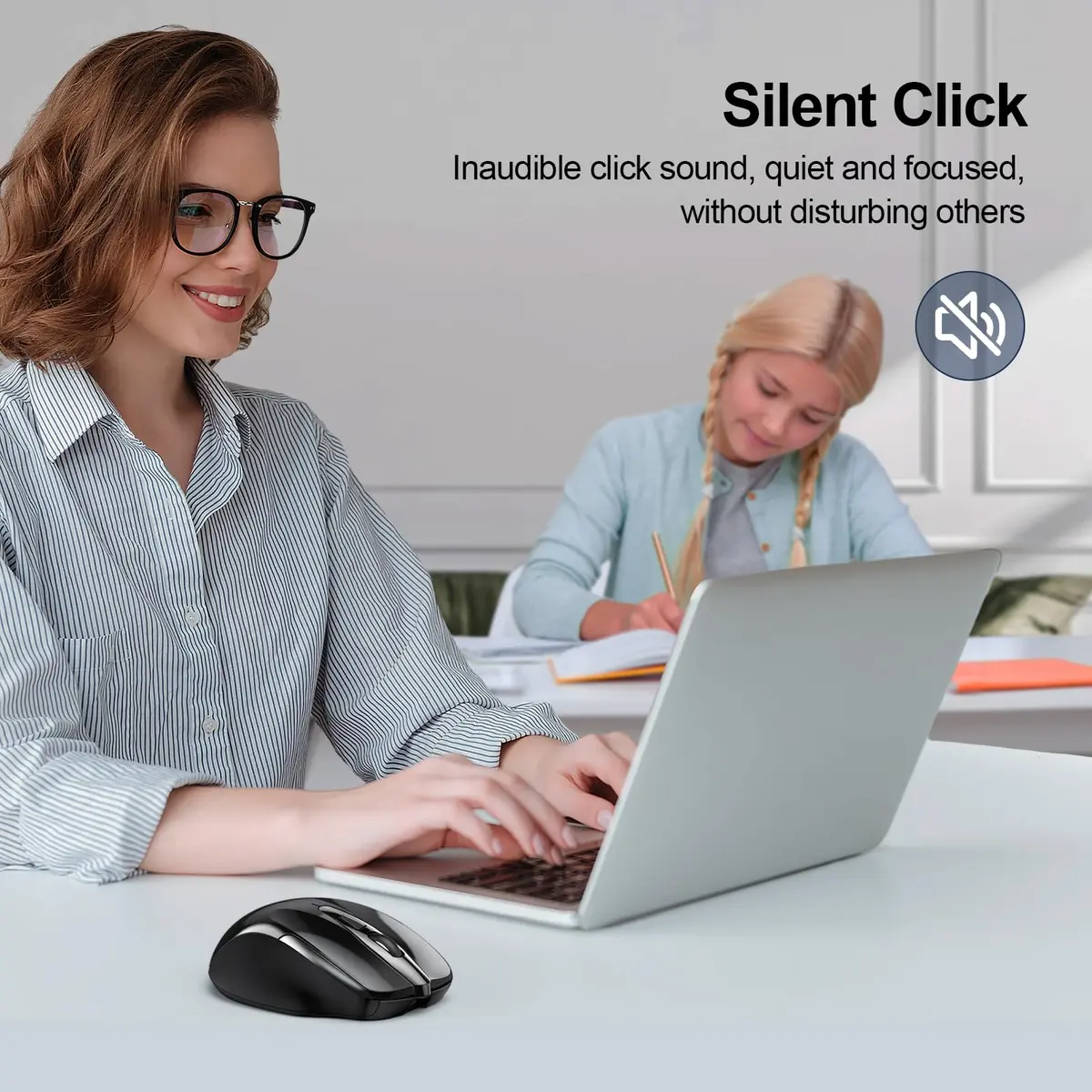 TECKNET Wireless Mouse, BT 5.0/2.4G, Rechargeable 6-DPI Silent, Black | Ergonomic for Small-Medium Hands - view 6