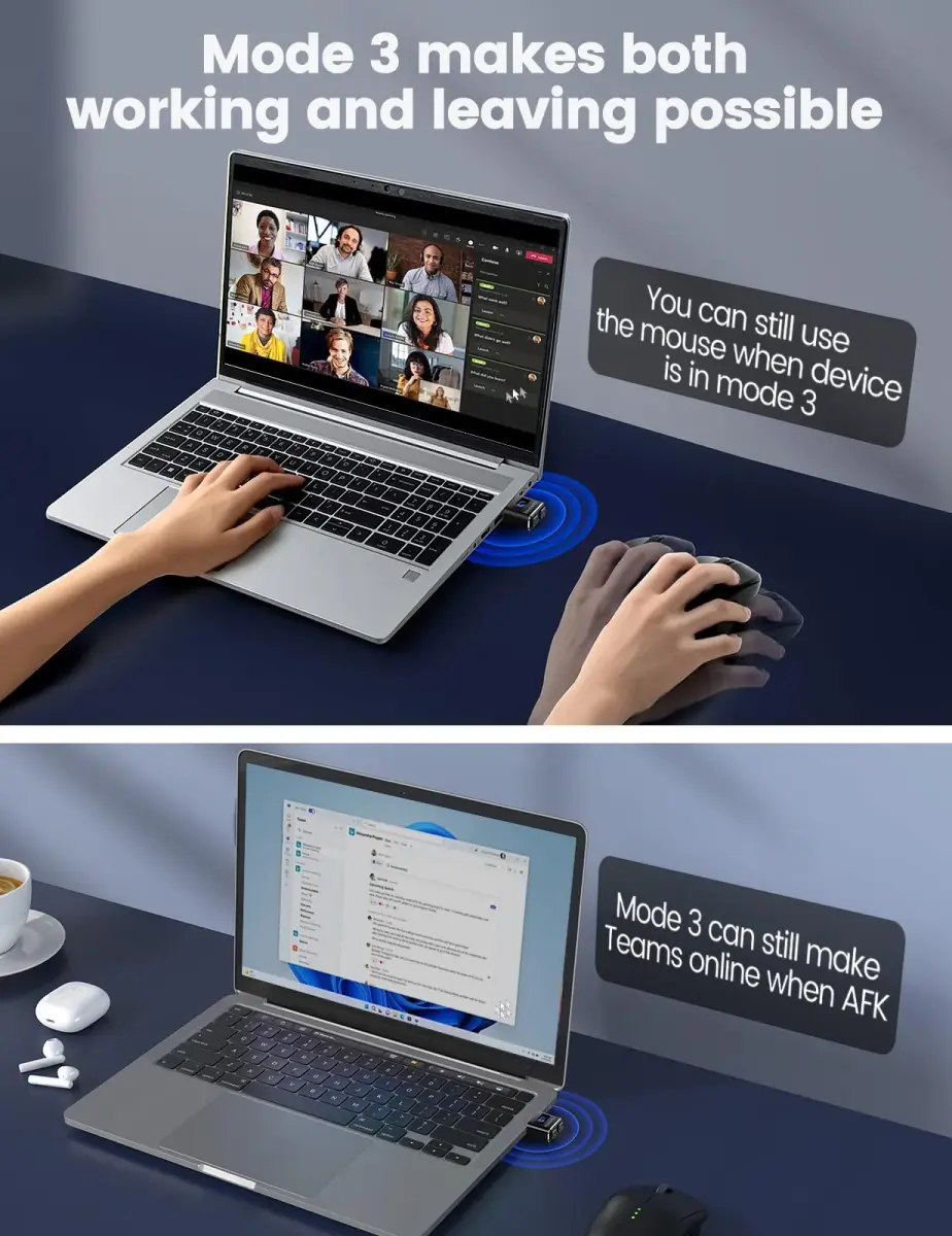 meantanty Metal Tiny Mouse Jiggler Blue | Undetectable USB Mover with 3 Modes & LED Screen - view 4
