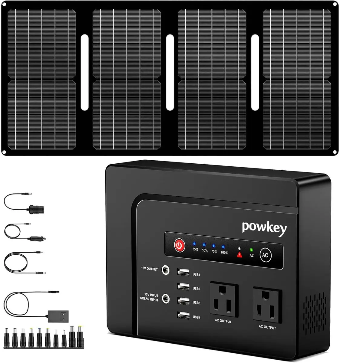 powkey 200W Portable Power Bank with Solar Panel 40W | 146Wh Emergency Power Station - main product image