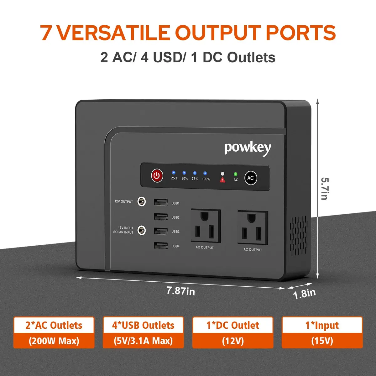 powkey 200W Portable Power Bank with Solar Panel 40W | 146Wh Emergency Power Station - view 3