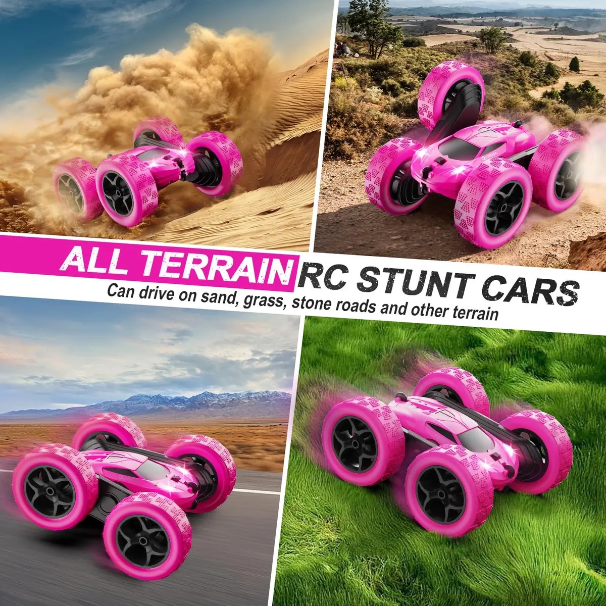 QUNREDA RC Stunt Car for Girls, Rose 6.3"x6.3"x2.9" | Double Sided 360° Rotating Crawler with 50 Min Playtime - view 5