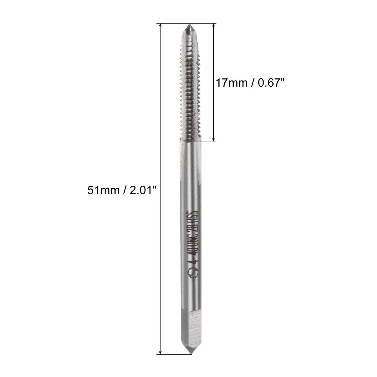 uxcell Machine Tap #4-40 UNC 2B Class 3 Flutes High Speed Steel Screw Threading Tap Tapping Tool (5 Pcs, 51mm Length) - view 2