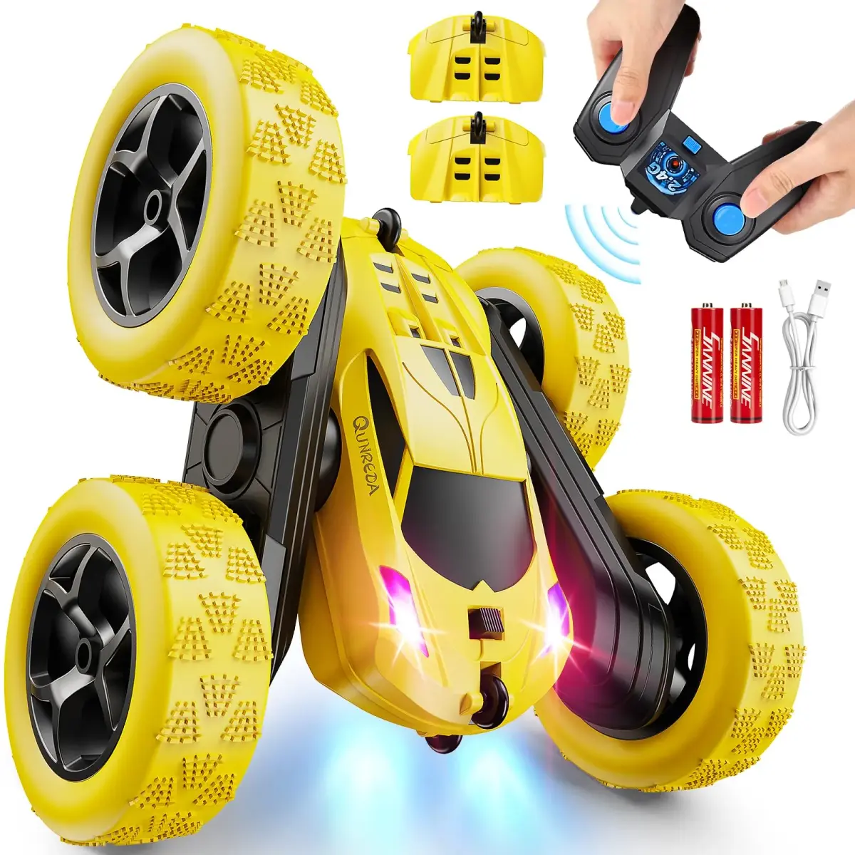 QUNREDA Remote Control Stunt Car 16.0cm (6.3") | 4WD 360° Flips & 50 Min Playtime - main product image
