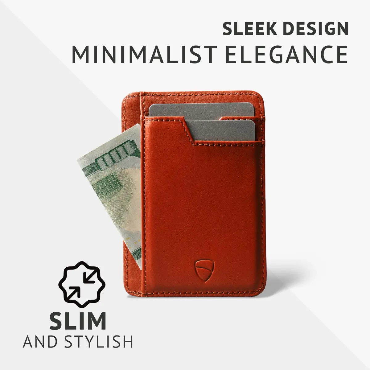 Vaultskin Brixton Slim Leather Card Wallet with ID Window, RFID (Chestnut) - view 2