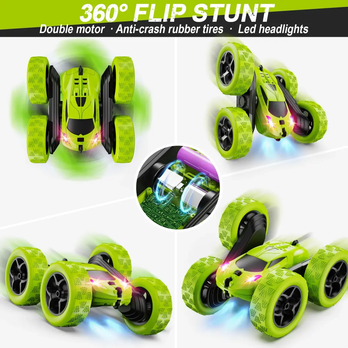 QUNREDA Stunt RC Car 16.0 cm (6.3 inches) | Double-Sided 360° Rotating Toy for Kids Ages 6-12 - view 4