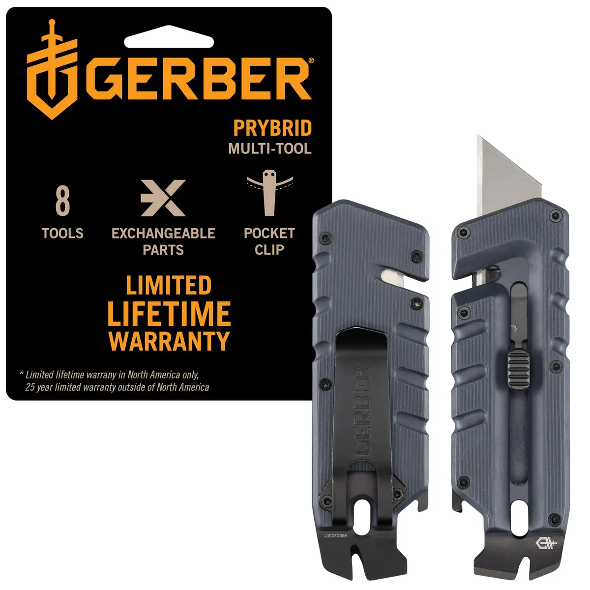 Gerber Prybrid Utility Knife Multitool 8-in-1 with Pry Bar & Bottle Opener, Blue - main product image