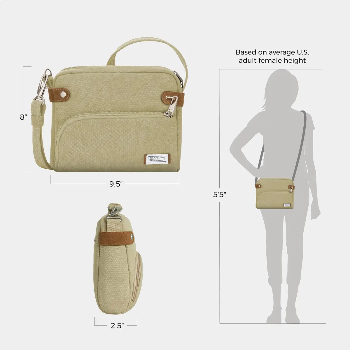 Travelon Anti-Theft Heritage Crossbody Bag 3L (9.5"W x 8"H x 2.5"D) | Secure & Stylish Travel Companion - view 5