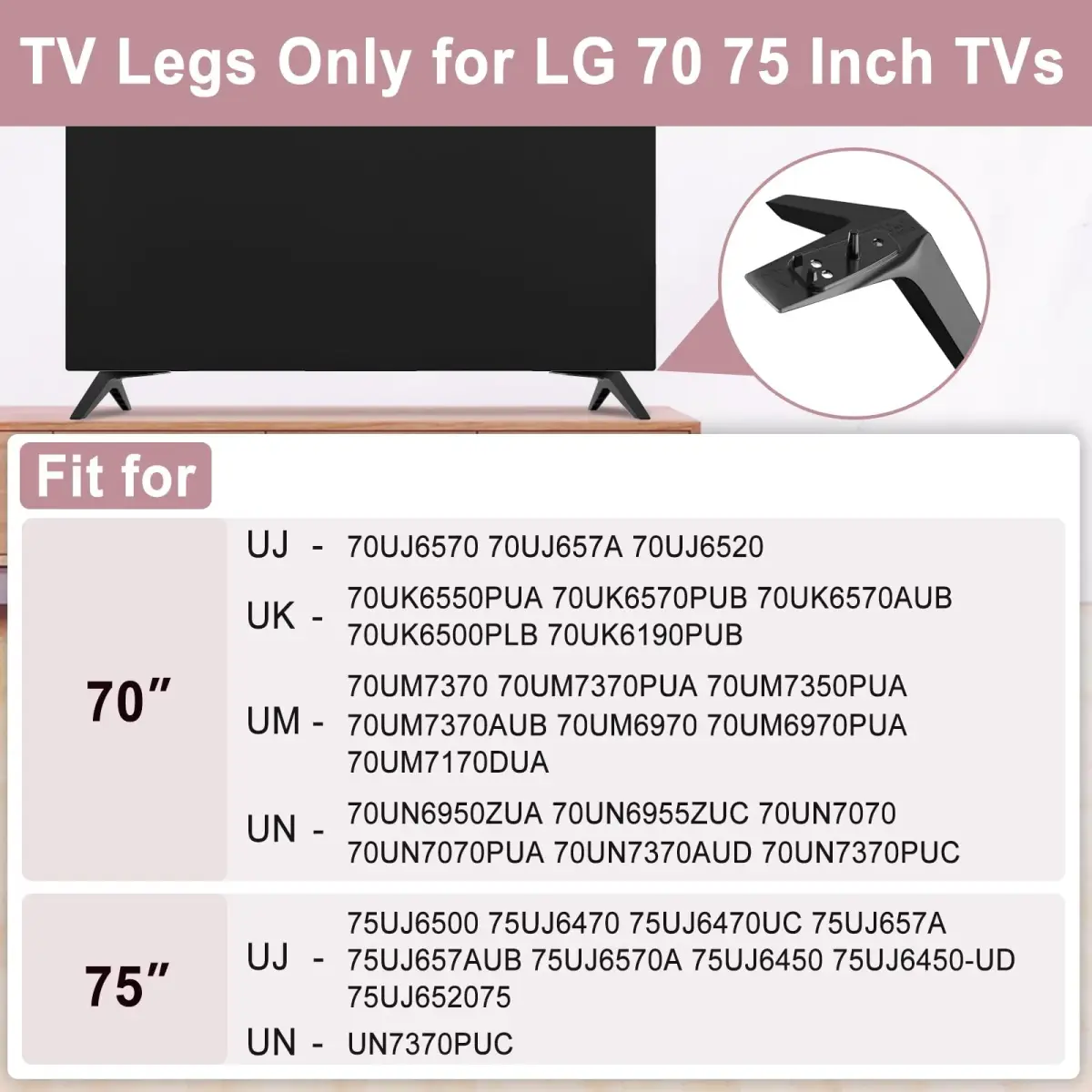 Maozhren Metal TV Stand Legs Replacement for LG 70" 75" TVs | Supports up to 200 lbs - view 3