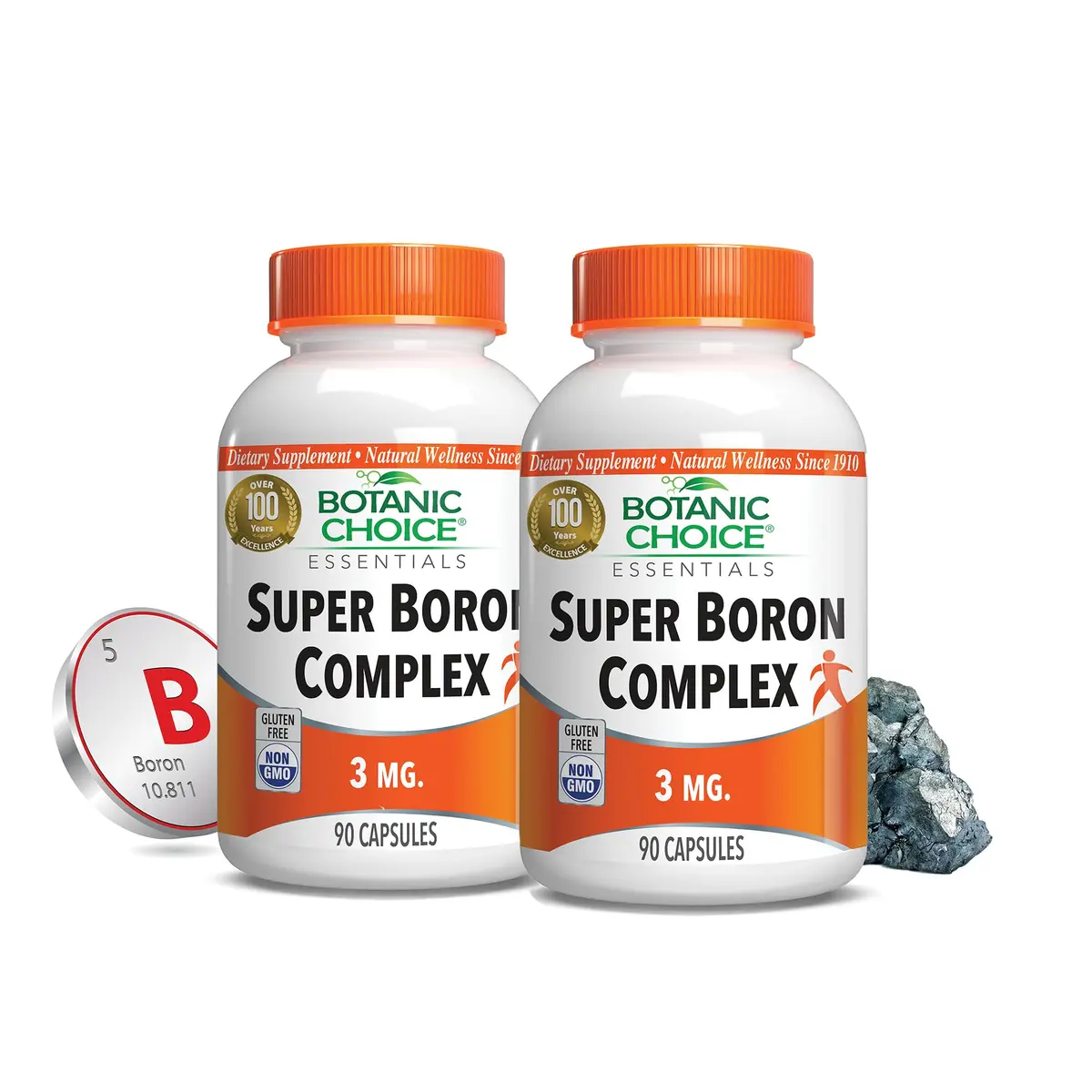 Botanic Choice Super Boron Complex 3mg Bone Support Supplement, 2 Pack | Promotes Bone & Prostate Health - main product image
