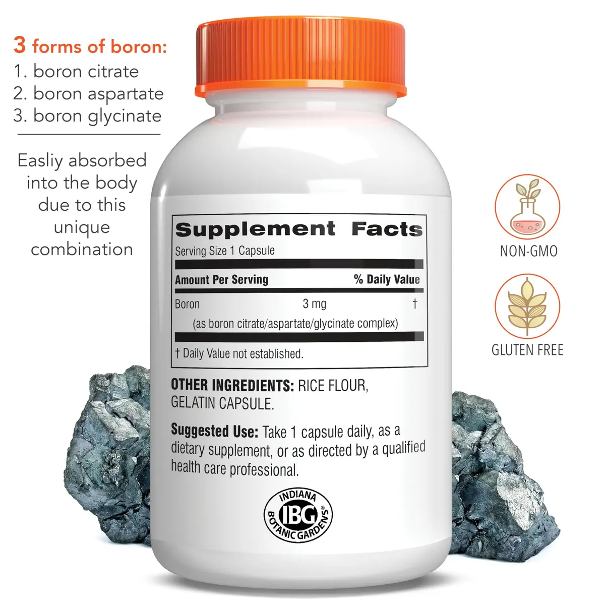 Botanic Choice Super Boron Complex 3mg Bone Support Supplement, 2 Pack | Promotes Bone & Prostate Health - view 2