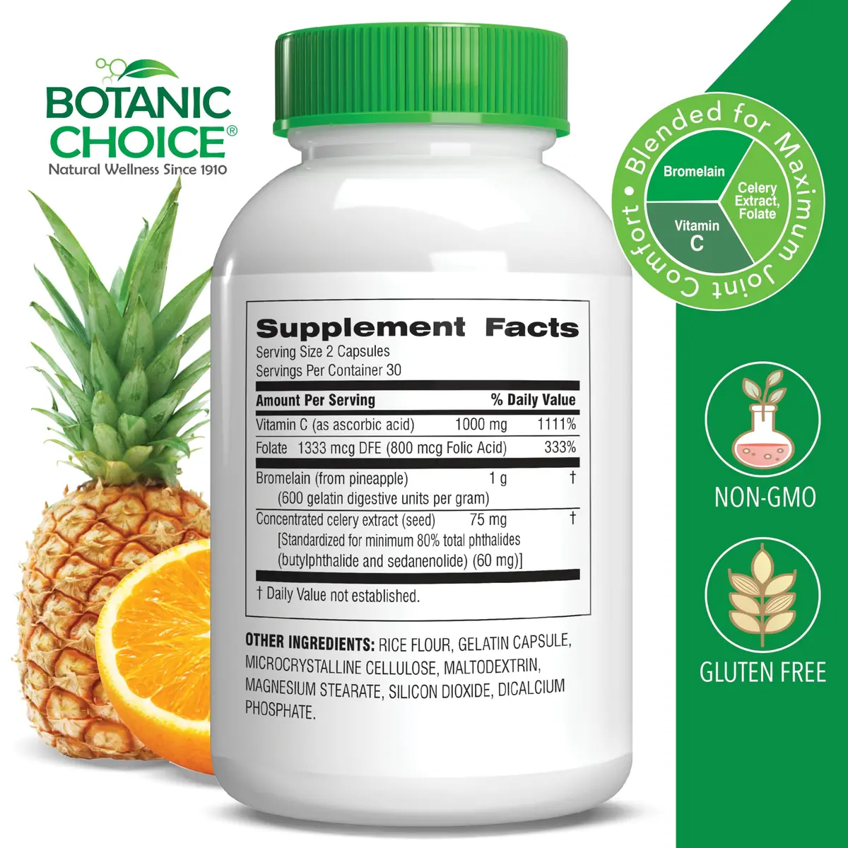Botanic Choice Uric Acid Complex Celery Seed & Bromelain 60 Count (Pack of 2) | Supports Joint Comfort & Uric Acid Balance - view 2