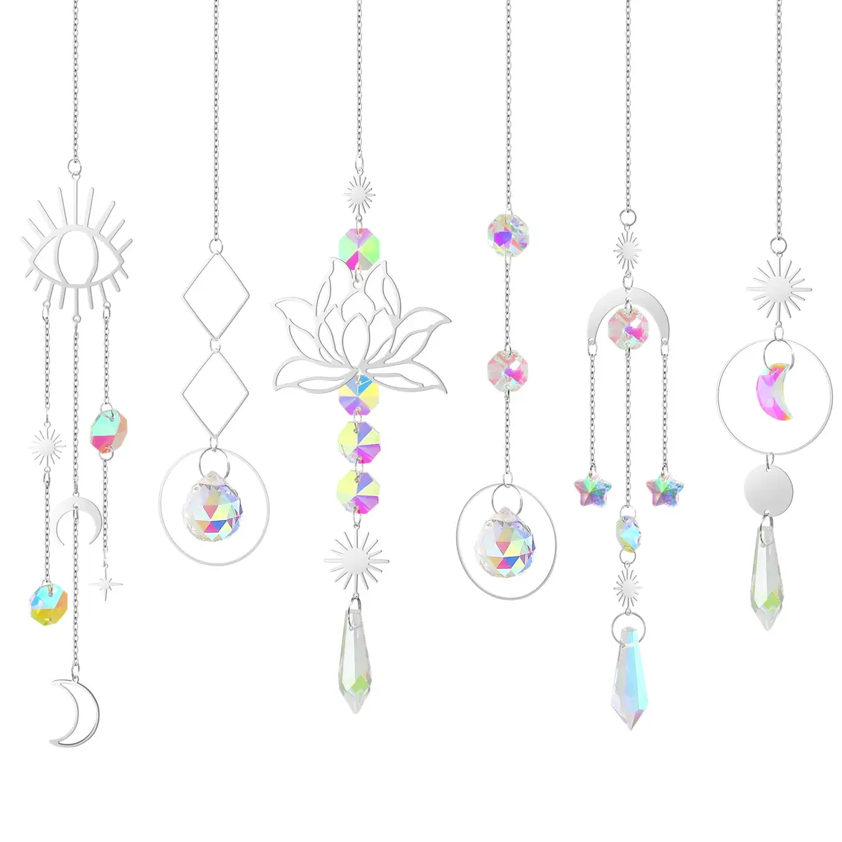 ilclviz Suncatcher Crystal Hanging Sun Catcher Prism 6 pcs | Elegant Rainbow Decor for Windows & Garden - main product image