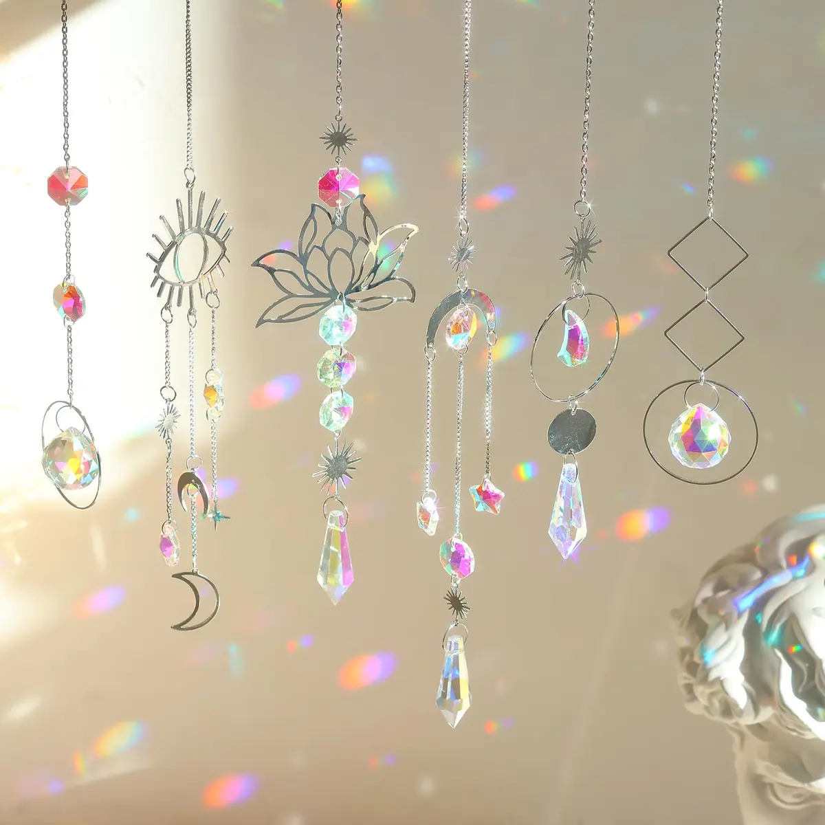 ilclviz Suncatcher Crystal Hanging Sun Catcher Prism 6 pcs | Elegant Rainbow Decor for Windows & Garden - view 6