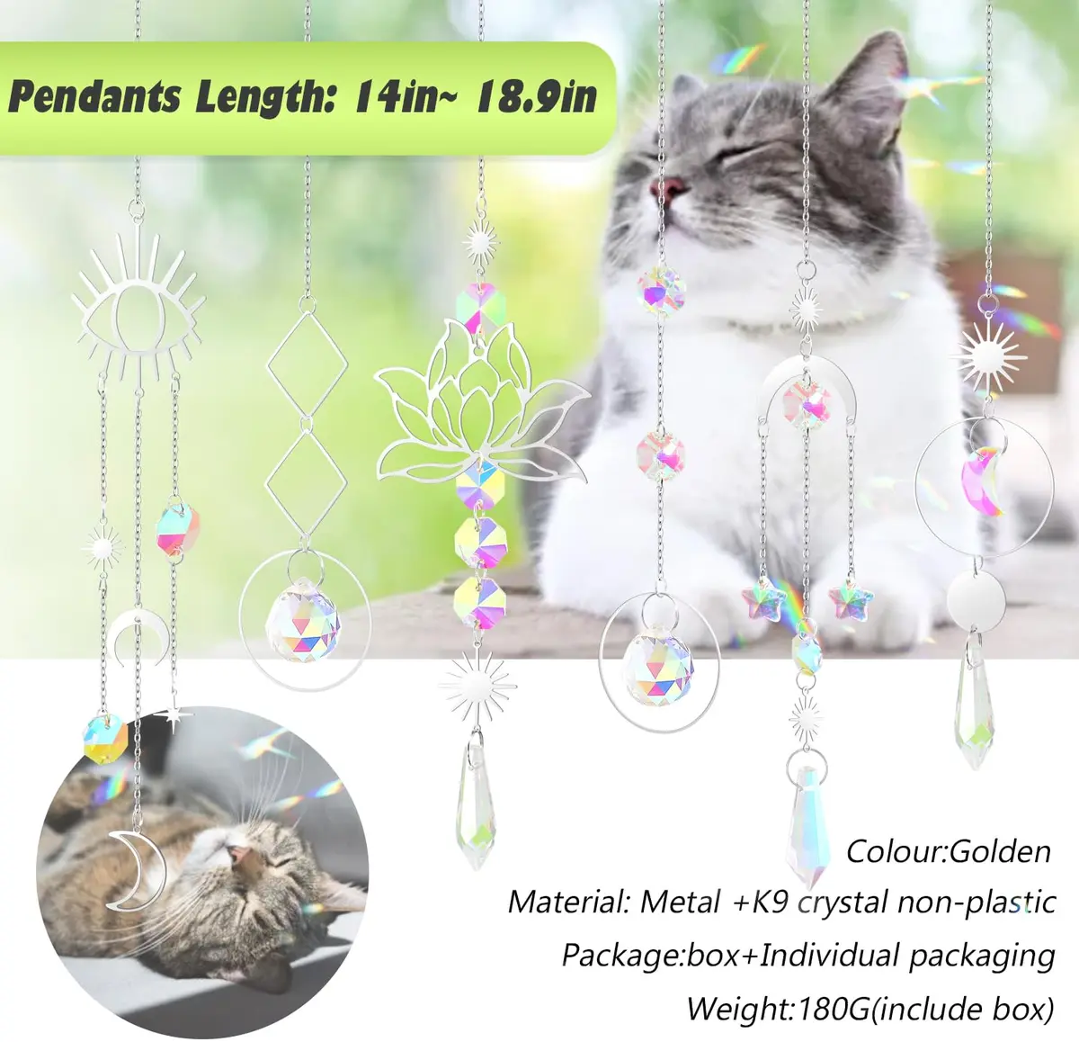 ilclviz Suncatcher Crystal Hanging Sun Catcher Prism 6 pcs | Elegant Rainbow Decor for Windows & Garden - view 4