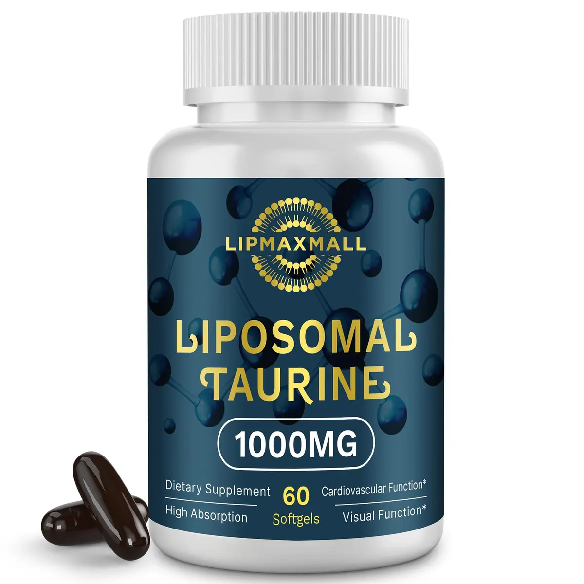 lipmaxmall Liposomal Taurine Supplement 1000mg | High Absorption Amino Acid for Heart, Nerve, Brain, Visual - main product image