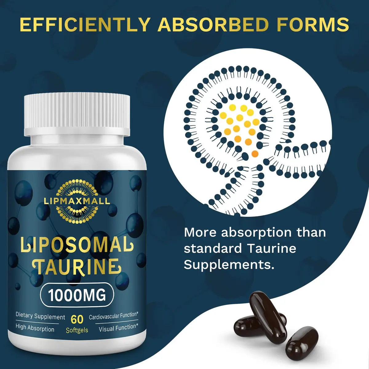 lipmaxmall Liposomal Taurine Supplement 1000mg | High Absorption Amino Acid for Heart, Nerve, Brain, Visual - view 5