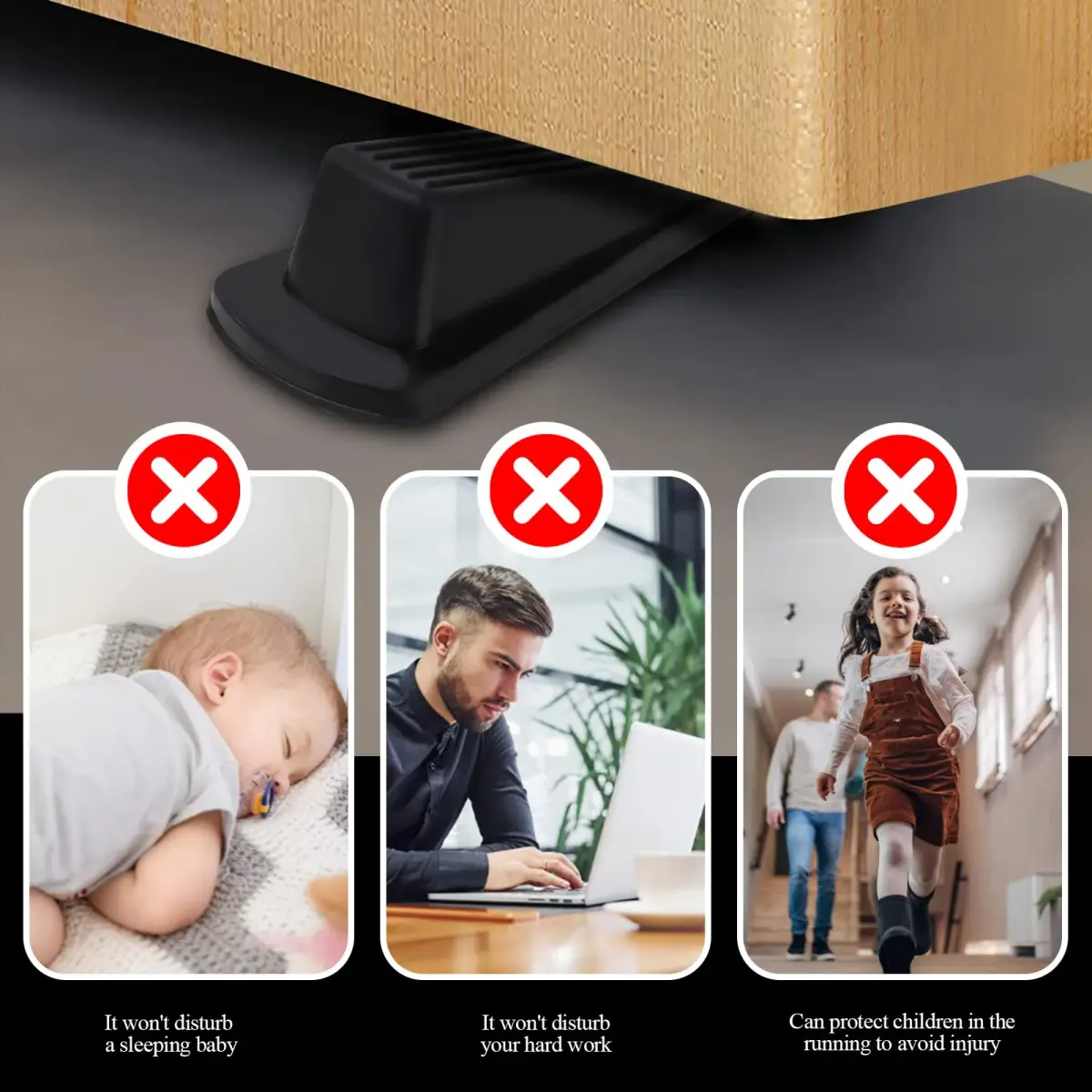 Utron Heavy Duty Rubber Door Stoppers (12-Pack, Black) | Value Pack for Floor Stability - view 4