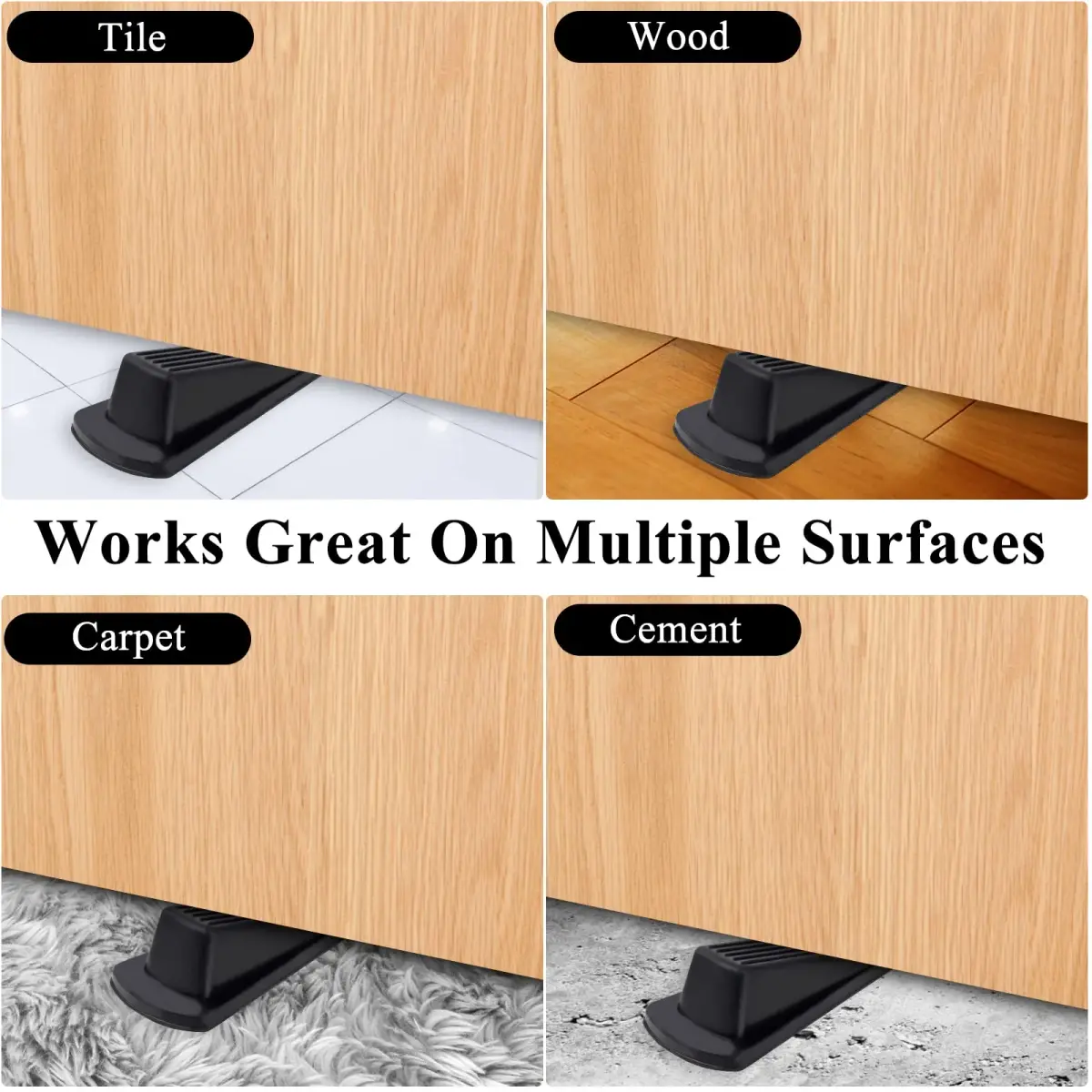 Utron Heavy Duty Rubber Door Stoppers (12-Pack, Black) | Value Pack for Floor Stability - view 5