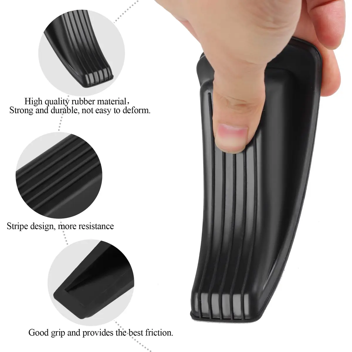 Utron Black Rubber Door Stoppers 12 Pack | Floor Mount, 12cm (4.8in) L x 5.6cm (2.2in) W x 3.3cm (1.3in) H - view 3