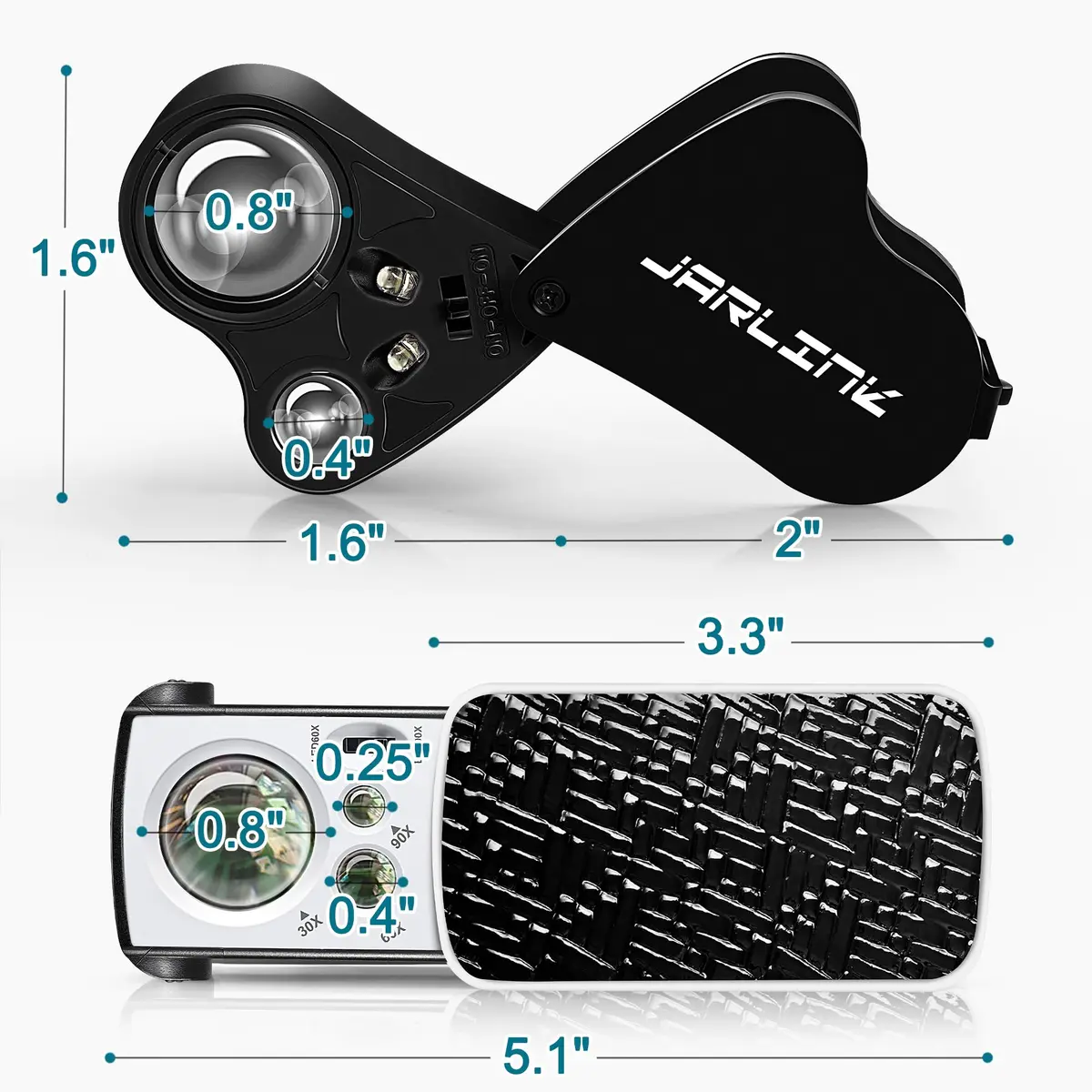 JARLINK Jewelry Loupe 30X 60X 90X LED UV Illuminated Magnifier for Jewelry, Coins & Gems - view 7