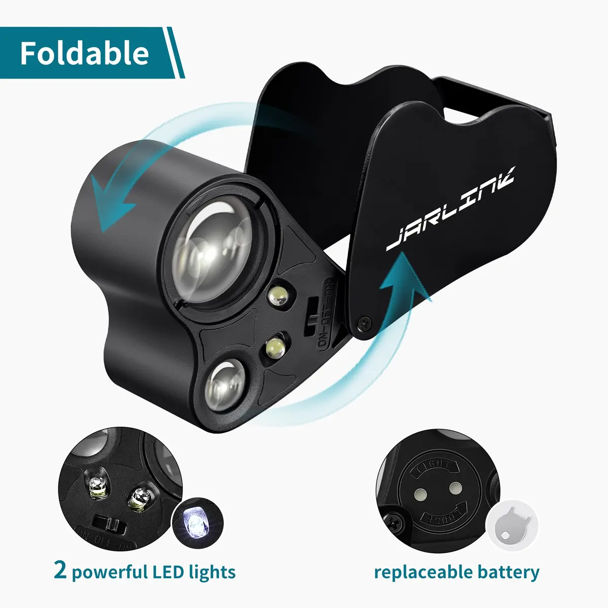 JARLINK Jewelry Loupe 30X 60X 90X LED UV Illuminated Magnifier for Jewelry, Coins & Gems - view 2